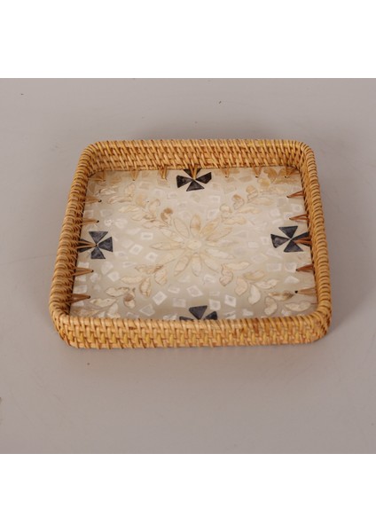 Mylamp Kare 23X23X3 cm Sedefli Rattan Tepsi & Duvar Dekoru fiyatları