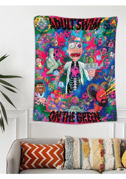 Rick And Morty Kadife Duvar Halısı 70X100 cm
