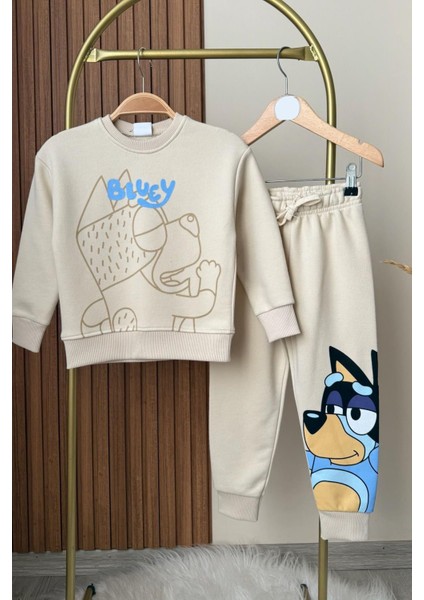 Erkek Çocuk 3 Iplik Pamuklu Kumaş Bluey Baskılı Alt Üst Takım fiyatları