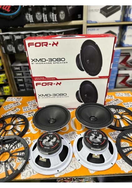 Beyaz Renk 20CM Midrange 2 Takım 4 Adet Kapaklı 300W 150RMS Ses Sistemi