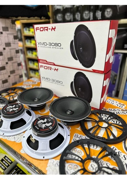 Beyaz Renk 20CM Midrange 2 Takım 4 Adet Kapaklı 300W 150RMS Ses Sistemi