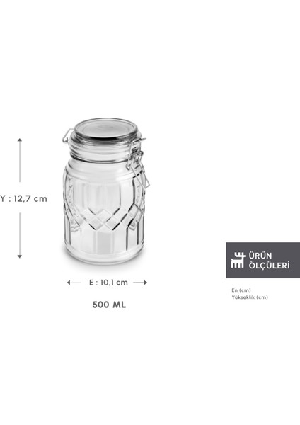 Storica Kilit Kapaklı Cam Kavanoz 500 ml fiyatları
