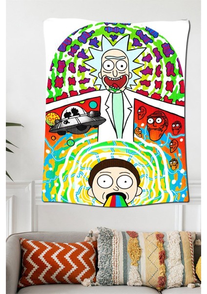 Beyaz Rick And Morty Duvar Halısı 70X100 cm