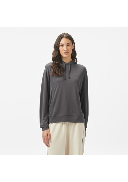 Kadın Gri Regular Fit Kapüşonlu Sweatshirt