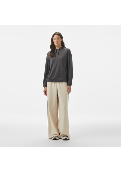 Kadın Gri Regular Fit Kapüşonlu Sweatshirt modelleri