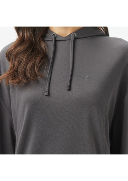 Kadın Gri Regular Fit Kapüşonlu Sweatshirt indirimleri