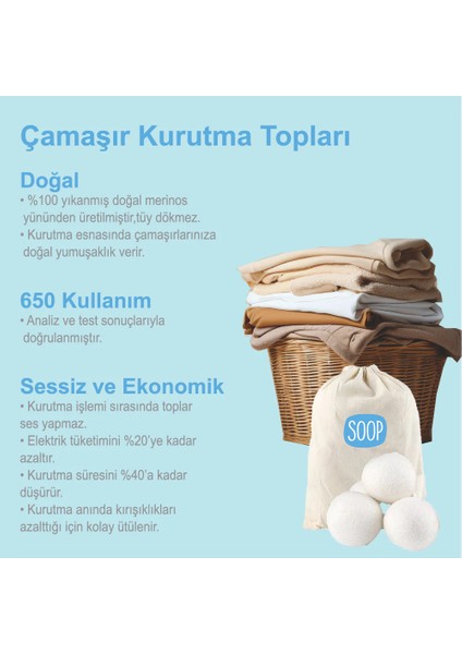 Home Yün Çamaşır Kurutma Topları 3 Adet fiyatları