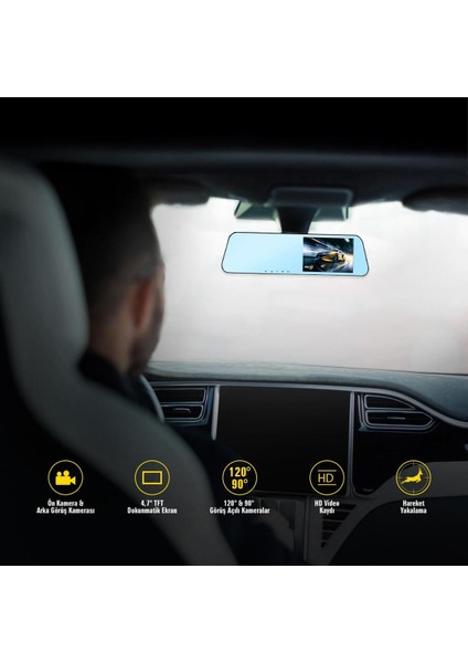 4.7 Inç Dokunmatik Araç Içi Kamera Siyah, Yüksek Kalite Görüntü ve Güvenli Sürüş modelleri