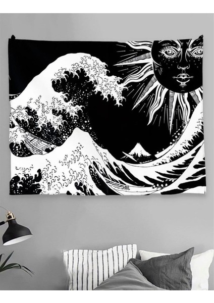 Siyah Dalga Güneş Duvar Halısı 70X90 cm