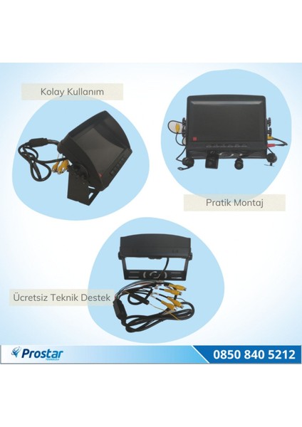 4'lü Kamera ve 7 Inç Monitör Full Set, 256 GB Sd Kart Desteği fiyatları