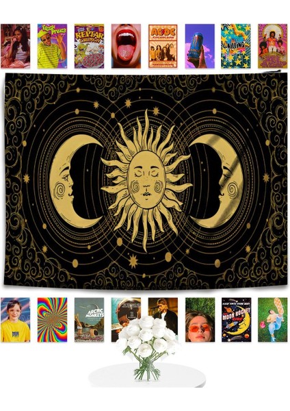 Siyah Ay Güneş Kız Duvar Halısı 70X100 cm