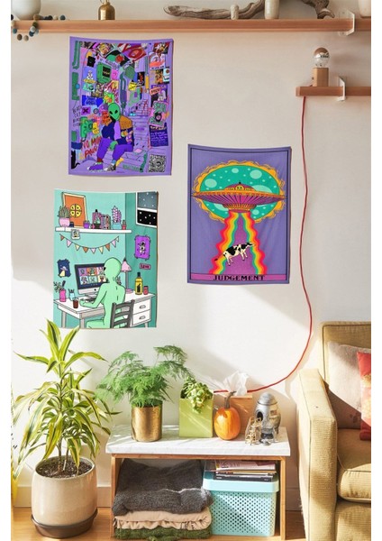 Alien Ufo 3 'lü Duvar Halısı Seti