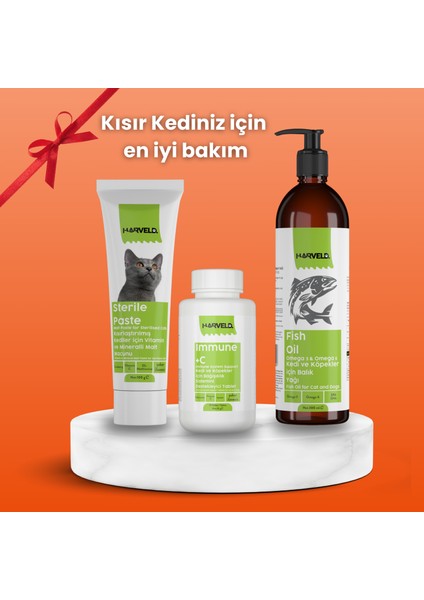 Kısır Kediniz Için 3'lü Kedi Bakım Seti Sterile Paste - Fish Oil - Immune C