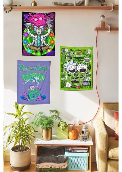 Rick And Morty 3 'lü Duvar Halısı Seti
