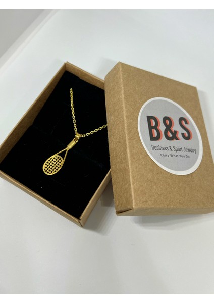 Tenis Raketi Altın Kaplama Gümüş Kolye