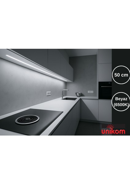 Mutfak Tezgah Altı Dekoratif LED Aydınlatma Armatür 50 cm On-Off Tuşlu Beyaz