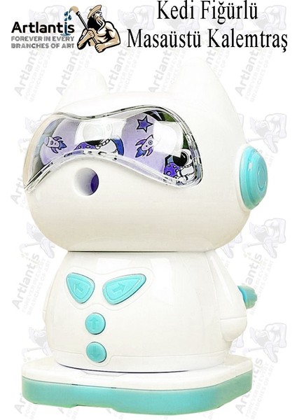 Kollu Kalemtraş Masa Tipi Kedi Figürlü 1 Adet Masaüstü Kollu Kalem Tıraş Kalem Sınıf Ofis Okul