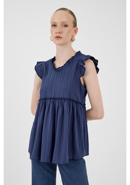 Laci Fırfır Kol Detaylı Bluz 8053A