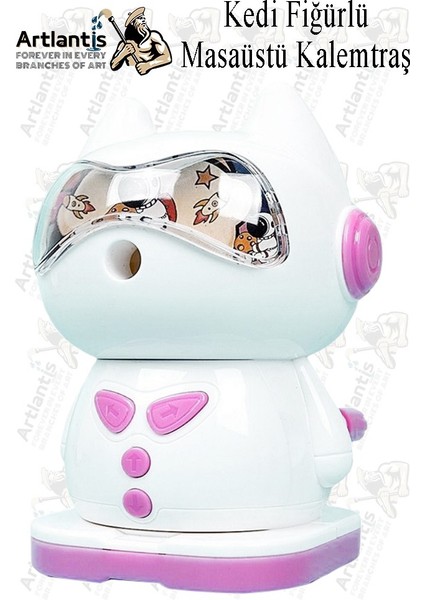 Kollu Kalemtraş Masa Tipi Kedi Figürlü 1 Adet Masaüstü Kollu Kalem Tıraş Kalem Sınıf Ofis Okul