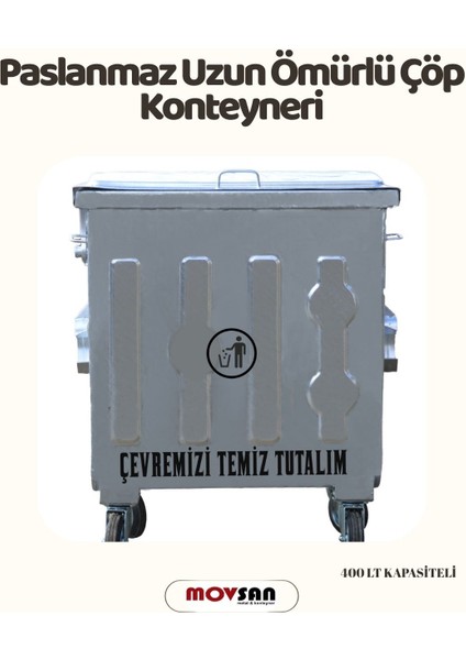 400 Litre Paslanmaz Sıcak Daldırma Galvanizli Çöp Konteyneri