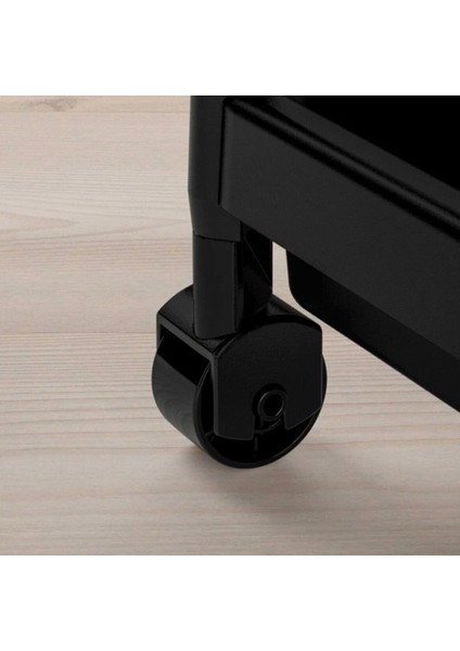 Çok Amaçlı Raf Ünitesi 3 Katlı Slim Tekerlekli Mutfak Banyo Düzenleyici Organizer Vesken Siyah