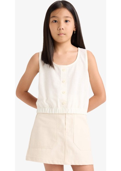 Kız Çocuk Düğmeli Kolsuz Bluz E6547A825SM