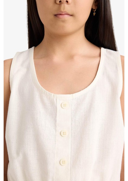 Kız Çocuk Düğmeli Kolsuz Bluz E6547A825SM