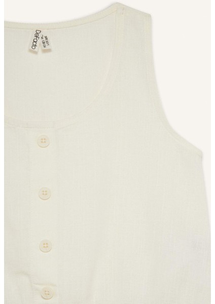 Kız Çocuk Düğmeli Kolsuz Bluz E6547A825SM