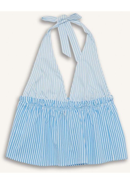 Coool Poplin Boyundan Bağlamalı Bluz F9621AX25AU