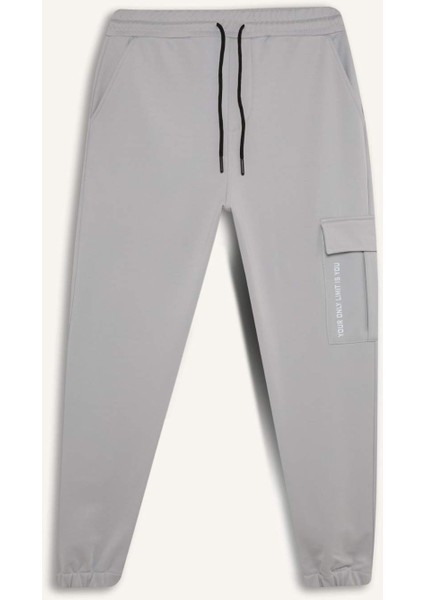 Fit Sporcu Jogger Eşofman Altı Standart Fit Üç Cepli Beli Bağcıklı Lastikli Paça D3741AX24WN