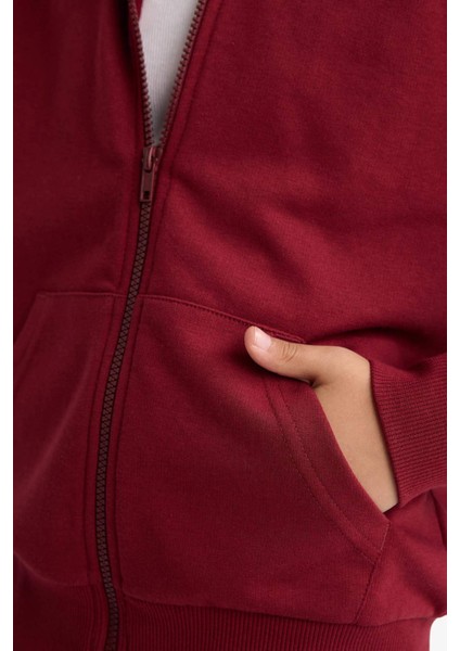Kız Çocuk Basic Düz Kapüşonlu Okul Fermuarlı Sweatshirt C8110A825AU