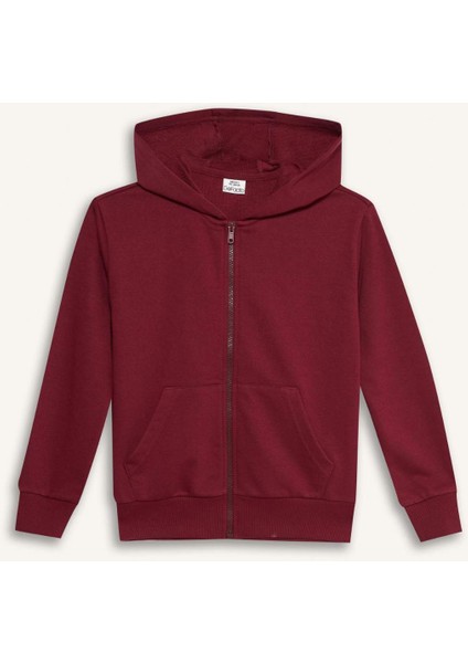 Kız Çocuk Basic Düz Kapüşonlu Okul Fermuarlı Sweatshirt C8110A825AU