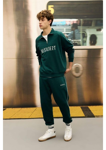 Regular Fit Jogger Eşofman Altı Fleto Cepli Baskılı Beli Bağcıklı Lastikli Paça D2025AX24WN
