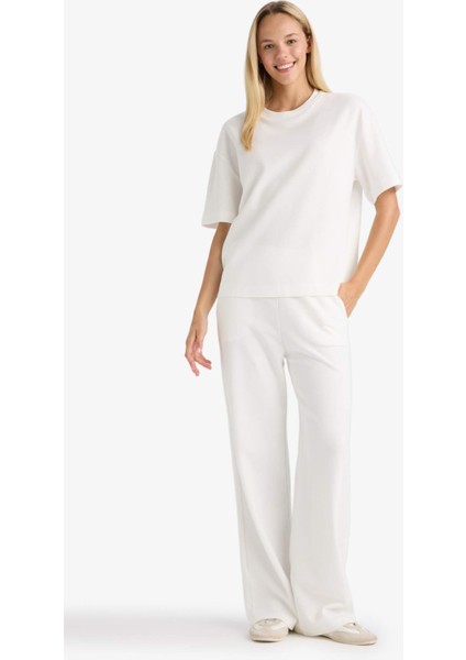 Straight Fit Geniş Bol Paça Basic Düz Cepli Eşofman Altı D3759AX25AU