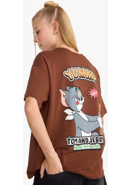 Tom & Jerry Oversize Geniş Kalıp Bisiklet Yaka Sırt Baskılı Kısa Kollu Tişört F8833AX25AU fırsatları