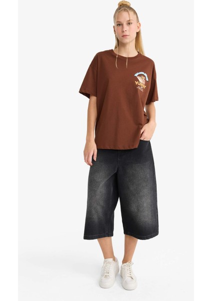 Tom & Jerry Oversize Geniş Kalıp Bisiklet Yaka Sırt Baskılı Kısa Kollu Tişört F8833AX25AU indirimleri