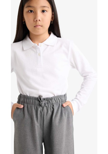 Kız Çocuk Okul Polo Yaka Basic Düz Pike 2'li Tişört C7297A825AU