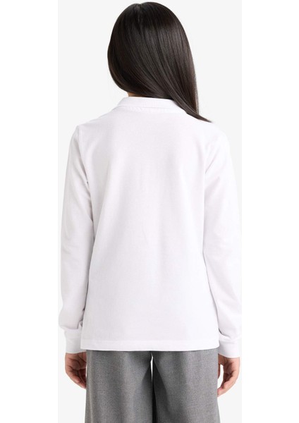 Kız Çocuk Okul Polo Yaka Basic Düz Pike 2'li Tişört C7297A825AU
