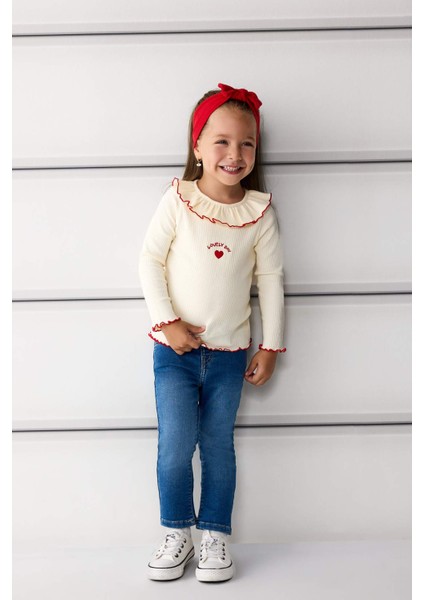 Kız Bebek Beli Lastikli Jean Pantolon E9557A525AU fırsatları