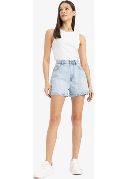 Mom Fit Yüksek Bel Kısa Paça Jean Şort E0524AX25SM