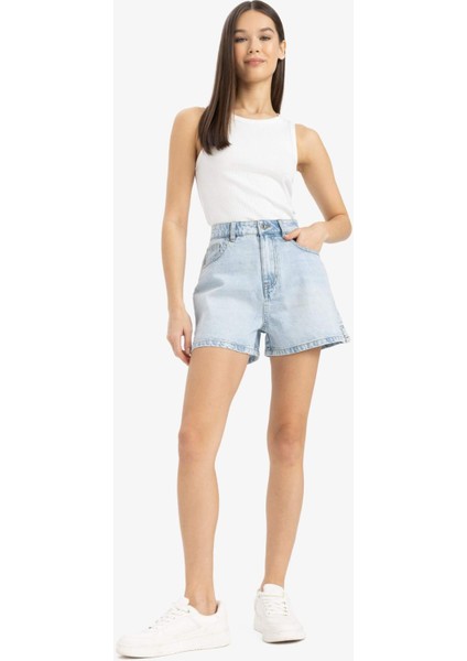 Mom Fit Yüksek Bel Kısa Paça Jean Şort E0524AX25SM