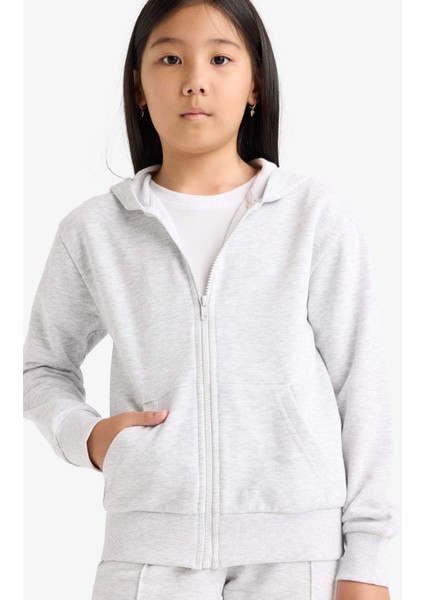 Kız Çocuk Basic Düz Kapüşonlu Okul Fermuarlı Sweatshirt C8110A825AU fırsatları