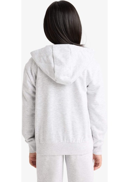 Kız Çocuk Basic Düz Kapüşonlu Okul Fermuarlı Sweatshirt C8110A825AU