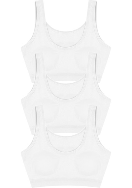 Kız Çocuk Büstiyer 3'lü Kalın Askılı Pedli (%96 Pamuk - %4 Elastan)