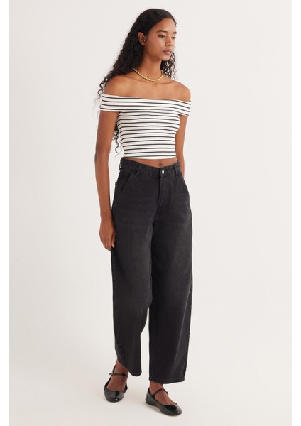 Kadın Slim Fit Dar Kesim Çizgili Straplez Bluz indirimleri