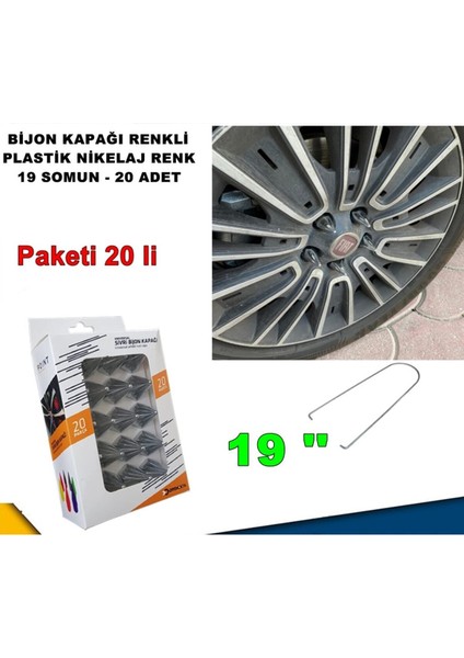 Sivri Mermi Tip Bijon Kapağı Krom Plastik Nikelaj Renk 19MM Uyumlu 20 Adet