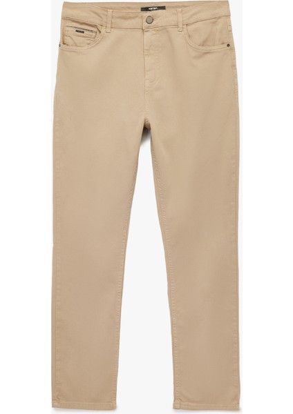 Normal Bel Düğmeli Pamuklu Cep Detaylı Gabardin Pantolon
