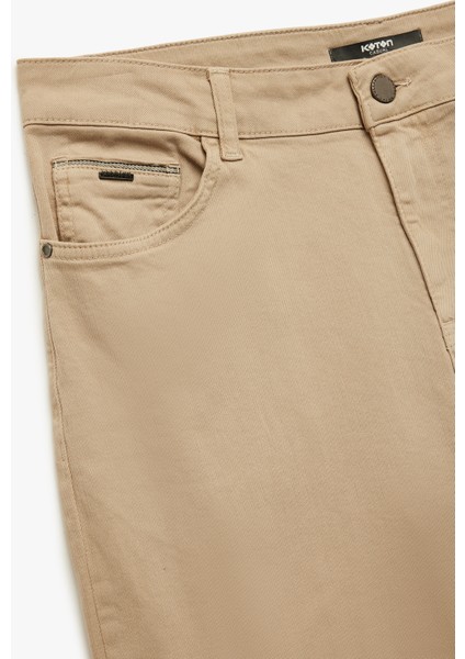 Normal Bel Düğmeli Pamuklu Cep Detaylı Gabardin Pantolon modelleri
