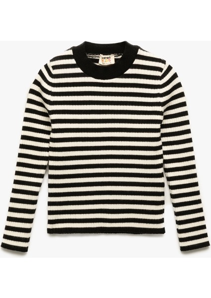 Uzun Kollu Bisiklet Yaka Çizgili Triko Kazak