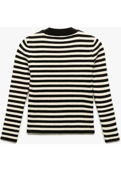 Uzun Kollu Bisiklet Yaka Çizgili Triko Kazak fiyatları